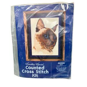 Vintage Something Special Siamese Cat Cross Stitch Kit #50019 1981 9" x 12"